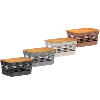 Cesto Organizador Grid 2,5L Tampa Bambu Bege CG155 - Ou