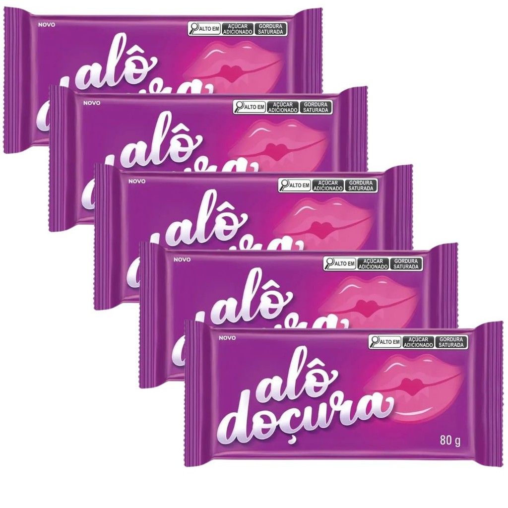Kit 5un Barra Chocolate Garoto Alô Doçura 80g Edição Limitada Reedição ...