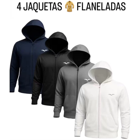 KIT 4 JAQUETAS FLANELADAS ÓTIMA PRA O FRIO