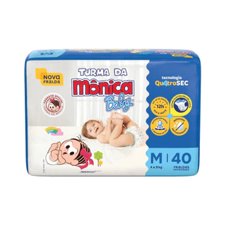Fralda Turma da Mônica Baby M com 40 unidades - 4 a 9 kg em Oferta na Shopee