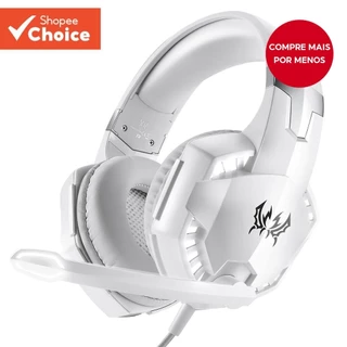 Fone de Ouvido G2000 com Fio, Controle de Volume e Iluminação LED para PS4/PS5/XBOX/PC (Branco)
