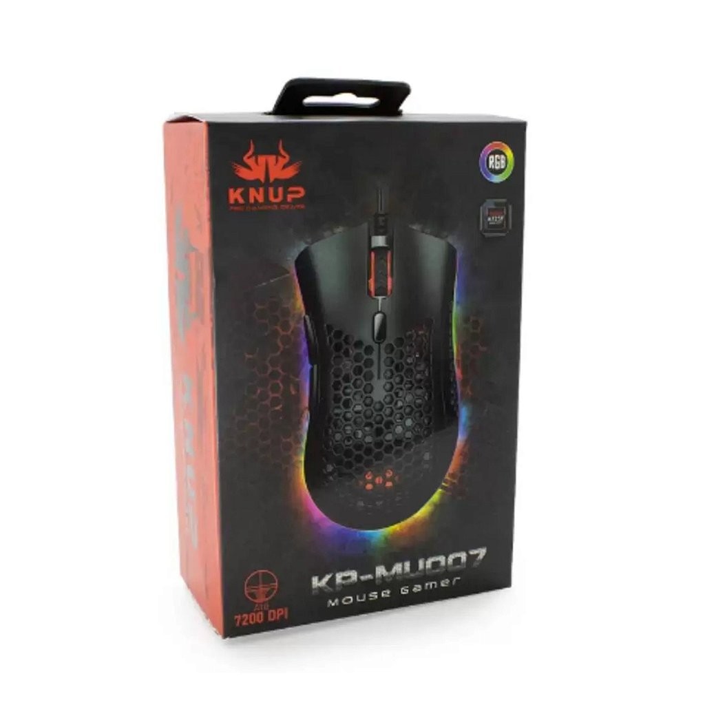 Mouse Gamer Knup KP-MU007 7200DPI RGB | Shopee Brasil