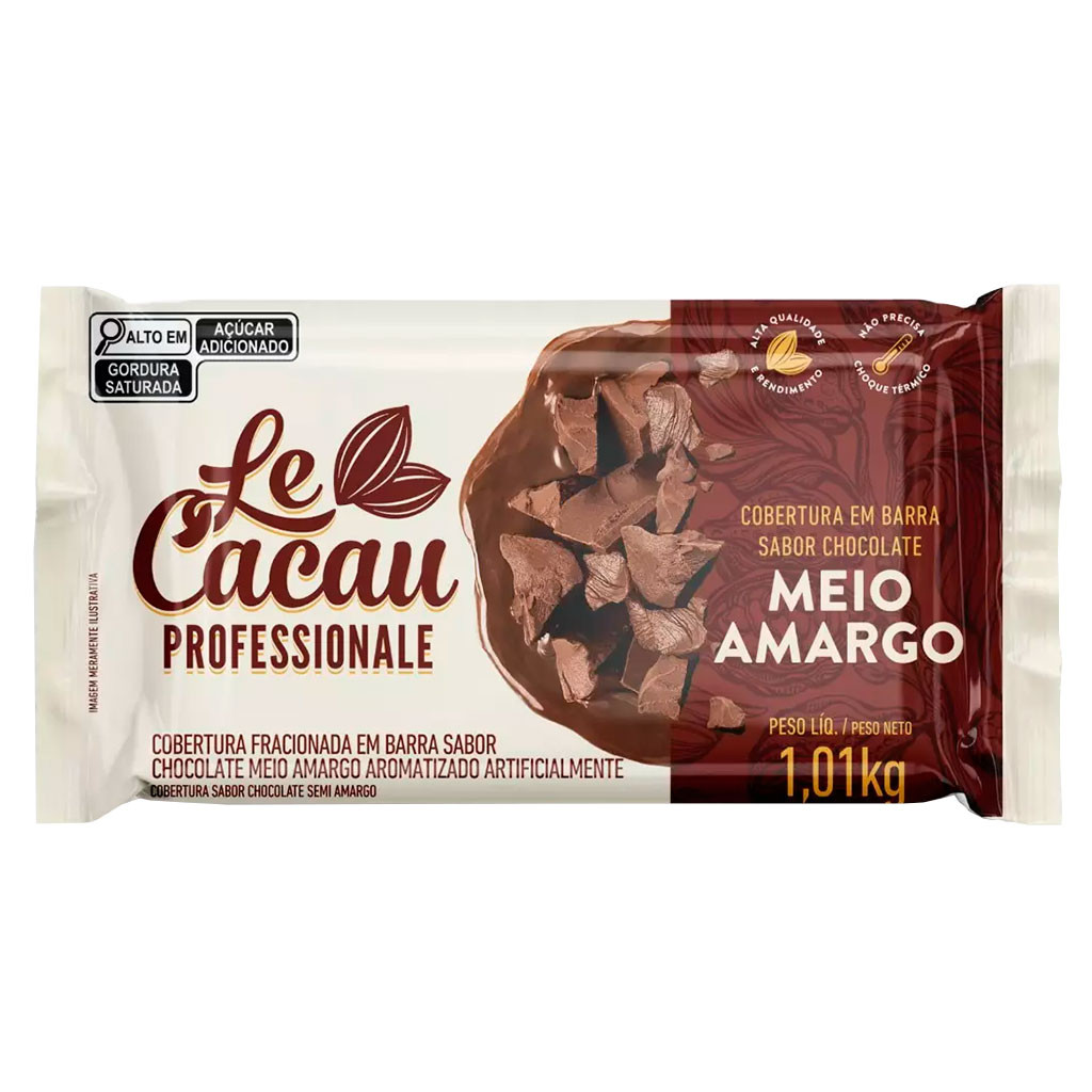 Barra de Chocolate Fracionado Meio Amargo 1,01kg - Le Cacau