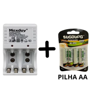 Kit Carregador De Pilhas E Pilhas Recarregáveis Para Aa 4700mah e Aaa 2700Mah