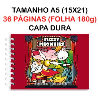 Livro de Colorir FUZZY MEOWVIES 36 Folhas Papel 180g wire-o holográfica e elástico bob good em Oferta na Shopee