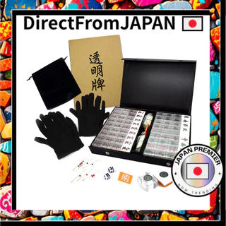 【Direct from japan】JUST style【Pecas de Mahjong Transparentes】(Saco de Cegueira + Conjunto de Luvas Pretas para 4