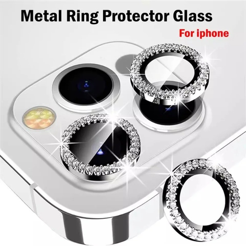 Glitter Diamante Protetor de Lente da Câmera Brilho para iPhone 11 12 13 15 14 16 Pro Max/Plus – Acessório de Luxo