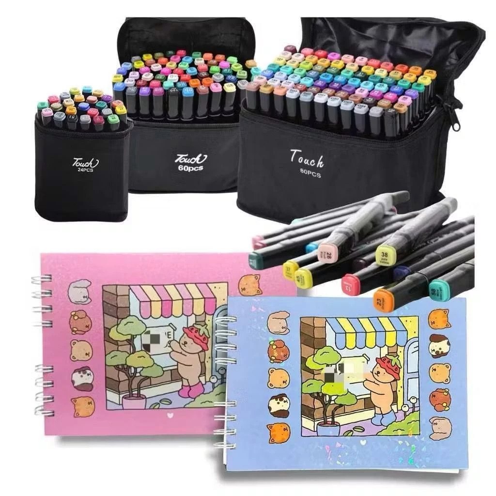 Kit 24/36/48 Caneta Marcadora Bobbie Goods, caderno de desenho com 50  folhas para colorir, ursinho de pelúcia - 380g | Shopee Brasil
