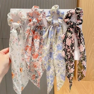 ANA 1108 Laço Longo De Cabelo Liso Estampado Rabicó Scrunchie Liso E Estampado em Oferta na Shopee