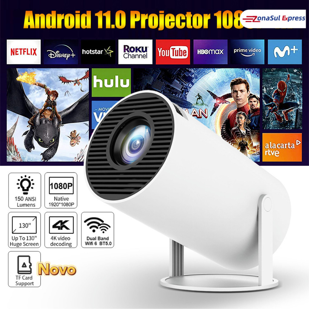 Projetor 4K HD 150 Polegadas Celular, Tv B0x, Xbox, PS, Pc, Wifi HY300 Pro Magcubic Envio Imediato