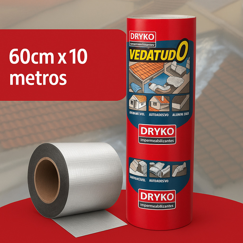 Fita Manta Asfaltica Para Telhado 60cm x 10mt Adesiva Aluminizada ...