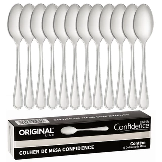 Kit 12 Jogo Colheres de Mesa Profissional Buffet Gourmet Restaurantes Elegante Confidence Original Line em Oferta na Shopee