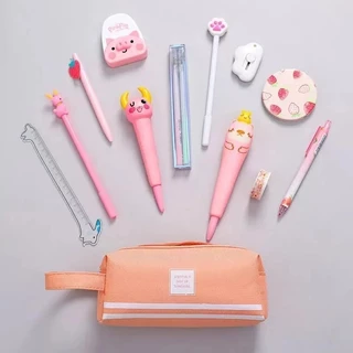 Estojo de lápis portátil de lona de papelaria de camada dupla MARISA em Oferta na Shopee