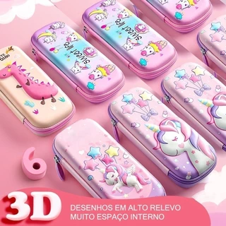 Estojo Personalizado com desenhos 3D (Alto Relevo) -ARTE  ALEATÓRIA!!!! COR Masculino e Feminino Marisa em Oferta na Shopee