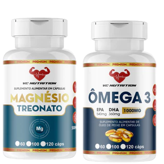Magnésio L Treonato 500mg + Ômega 3 EPA 540MG DHA 360MG 1000MG