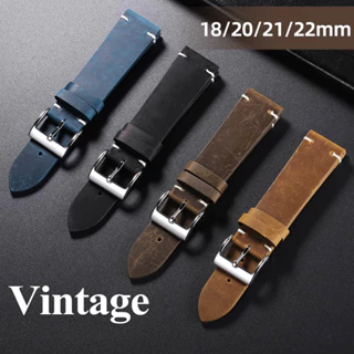 Pulseira De Relógio De Couro Genuíno Vintage Feita À Mão 18mm 20mm 21mm 22mm De Vaca Fosco Retrô Masculino Feminino Clás