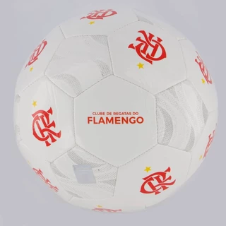 Bola Flamengo Campo Escudo Branca e Vermelha