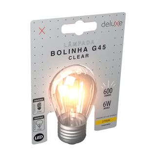 Lampada Led Bolinha G45 Clear 6w 600lm 2700K E27 Deluxe