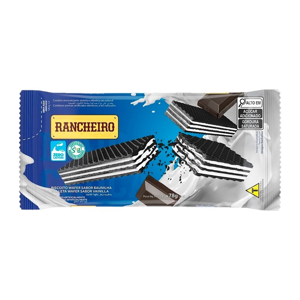 Biscoito Rancheiro Wafer Baunilha 78g - Embalagem com 40 Unidades ...