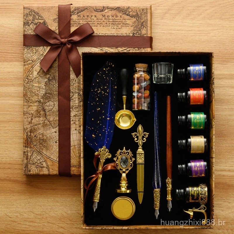 Kit Caligrafia SIPLIV - Canetas E Acessórios Dourados