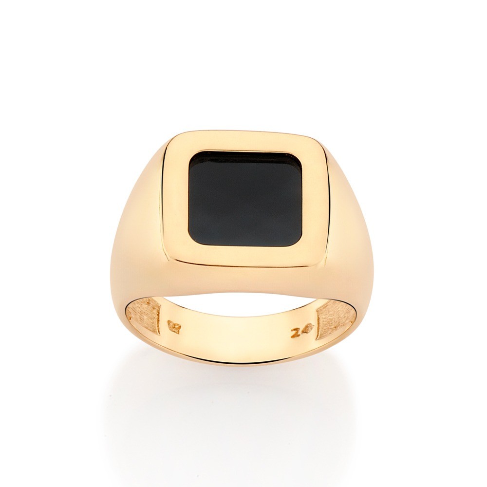 Anel Quadrado Masculino Banhado A Ouro 18k 513489 Rommanel | Shopee Brasil