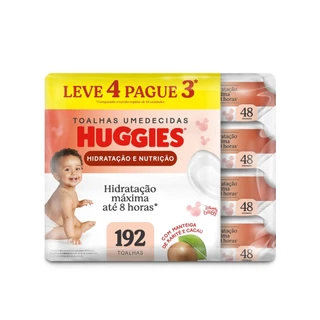 Lenços Huggies Hidratação e Nutrição Contra Assaduras 4x48Un em Oferta na Shopee