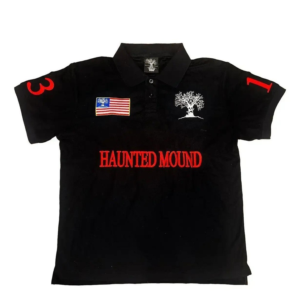 Haunted mound ポロシャツ M Haunted Mound Y2K T Shirts Womens Rock Embroidery Loose Round Neck
