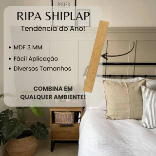Mdf Kit Ripa Shiplap 50 Unidade Decoração Parede Ripada Painel Casa Quarto 119cm 3mm Madeira Cru