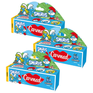 Kit 3 Hidratante Labial Carmed Smurfs Blueberry 10g em Oferta na Shopee