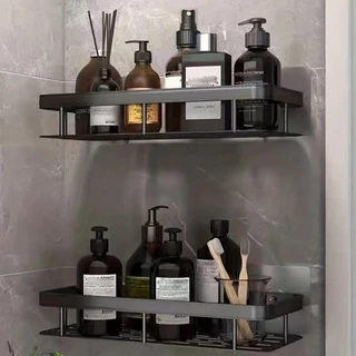 KIT Suporte De Shampoo Organizador Prateleiras De Banheiro Sem Furo Premium-Space Aluminium