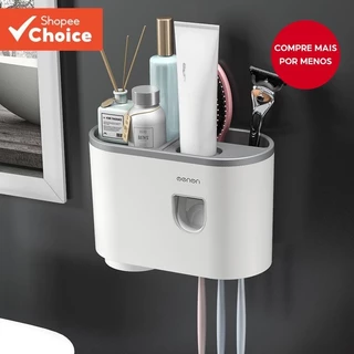 Dispensador Automático De Pasta De Dente Montado Na Parede : Suporte De Escova De Dentes De 4 Furos Com Copo De Gargarej