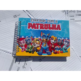 Caderno de Pintura Infantil A6 Mini • Tema Patrulha Canina Capa Dura em Oferta na Shopee