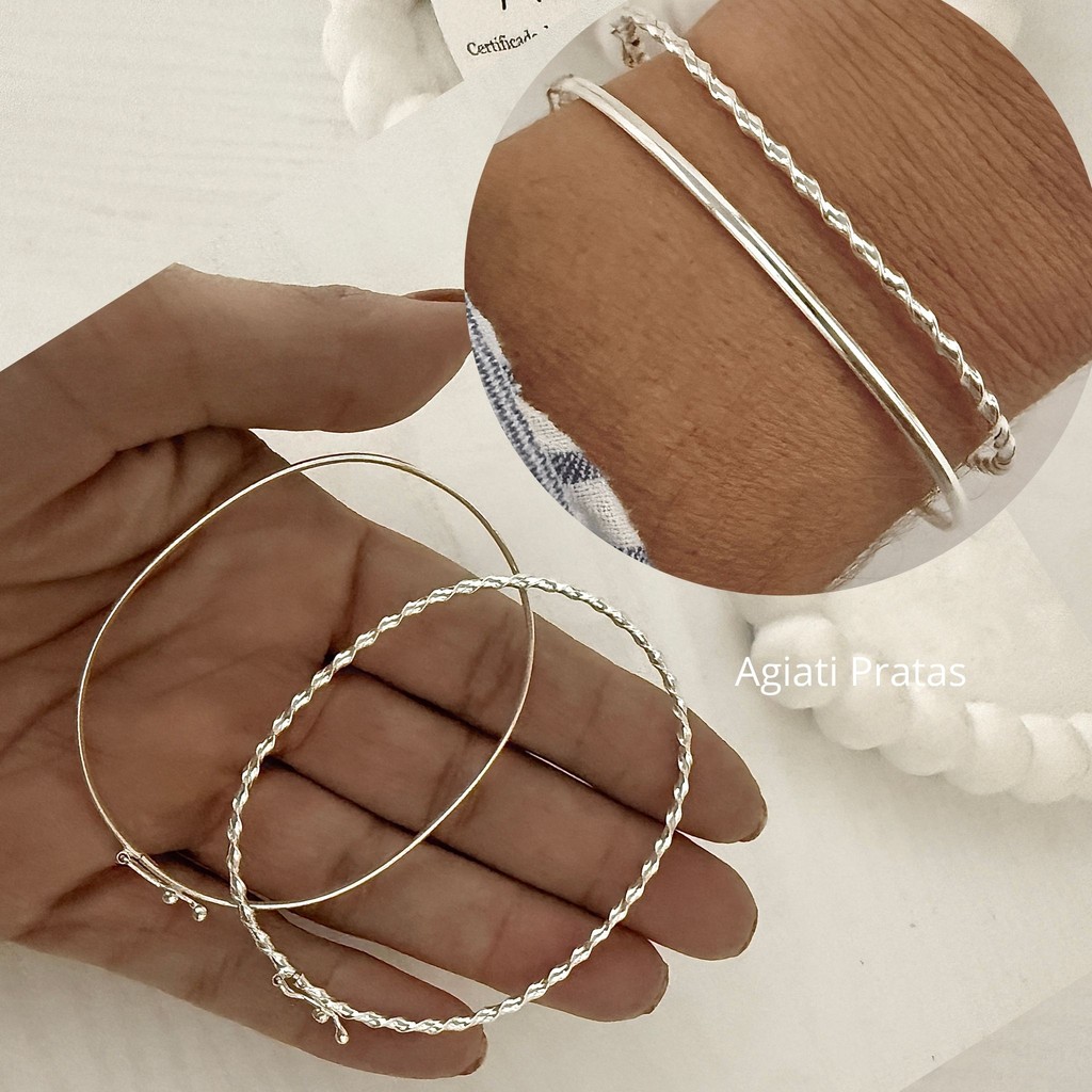 Kit 2 Braceletes Adulto em Prata 925 Legitima