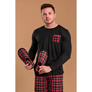Pijama Masculino Bolso Xadrez Vermelho + Pantufa Masculino Xadrez Vermelho em Oferta na Shopee
