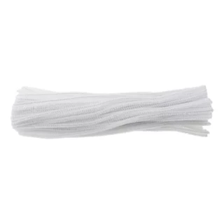 Haste de Chenille 30cm - Branca - 100 unidades