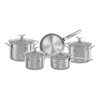 Jogo de Panelas Electrolux Inox com 5 Peças Design com Fundo Triplo em Oferta na Shopee