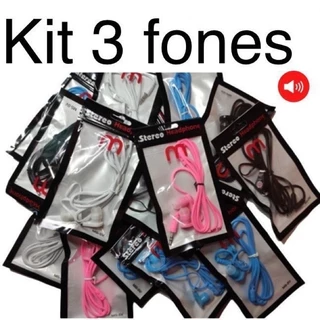 Kit 2 / 3/ 5/10 Fone de Ouvido com Fio Colorido Stereo Headphone