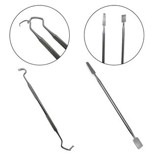Kit 2 Espátulas Aço Inox Dupla 2 em 1 Exploradora Envio Rápido