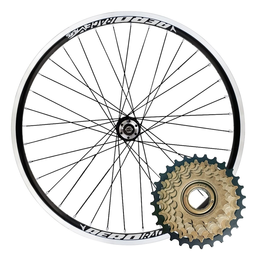 Roda Traseira Aro 26 Flay Aero e Catraca 6, 7 ou 8 Para Freio a Disco V ...