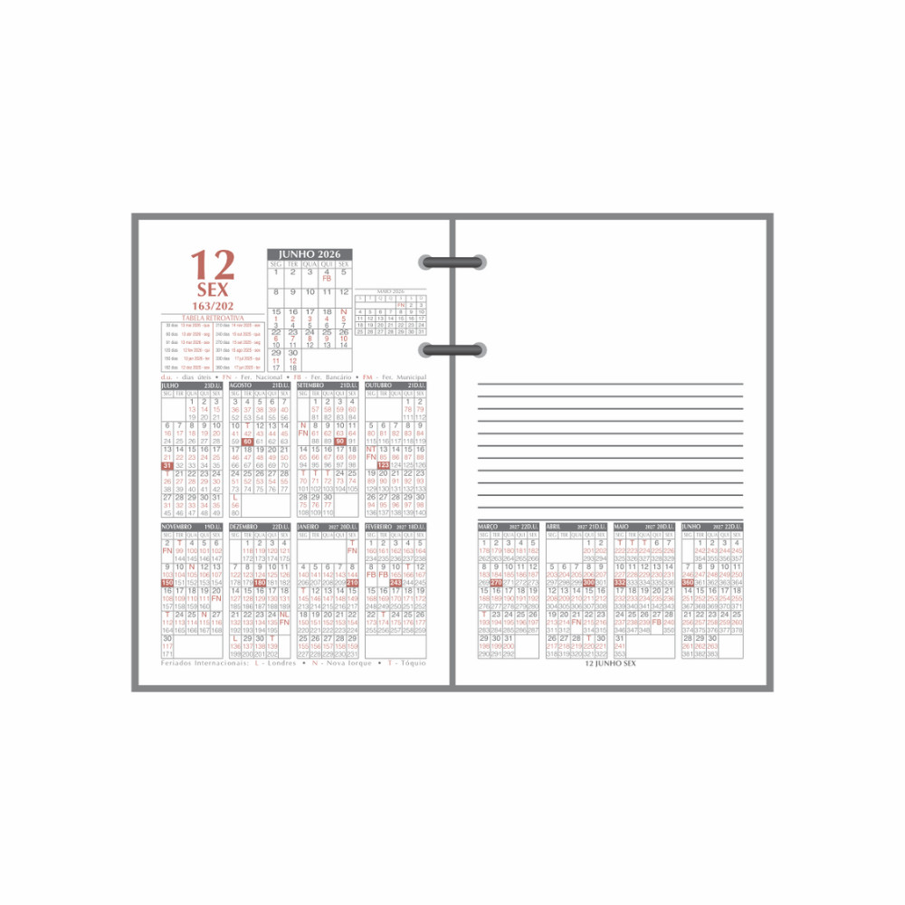 Refil Agenda Calendário Financeiro 2026 Redoma | Shopee Brasil