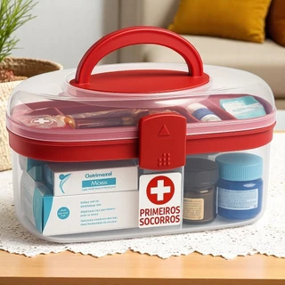 Maleta Caixa Remedios Cosmetic Box Primeiros Socorros - Tamanho Grande/Media/Pequena - Transparente em Oferta na Shopee