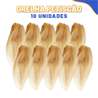Pacote Com 10 Petisco Natural Orelha Bovina Desidratada  Para Cachorro Petiscão em Oferta na Shopee