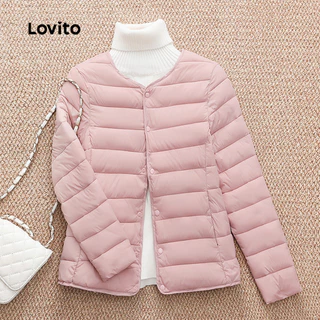 Lovito - Casaco Casual Rosa Outono/Inverno Com Botão Liso Para Mulheres LNL103352 em Promoção na Shopee Lovito - Casaco Casual Rosa Outono/Inverno Com Botão Liso Para Mulheres LNL103352