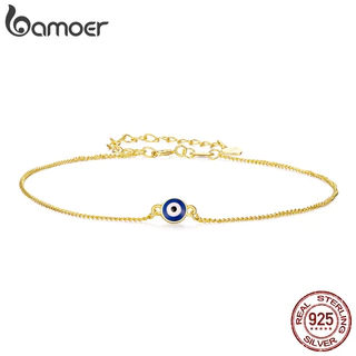Tornozeleira De Prata Esterlina 925 Bamoer Azul Mau Olhado Joias Douradas Presentes Para Mulheres em Oferta na Shopee