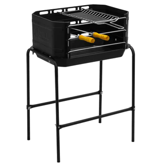 Churrasqueira Carvão Esmaltada Móvel Portatil Grelha + 2 Espetos Espetinho Praia Ap Desmontável