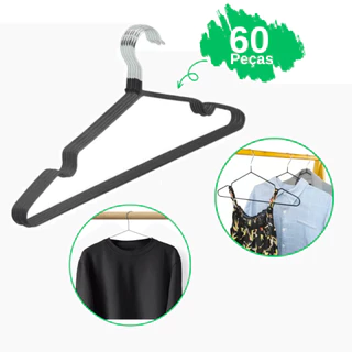 Kit com 60 peças Cabide Alumínio Emborrachado