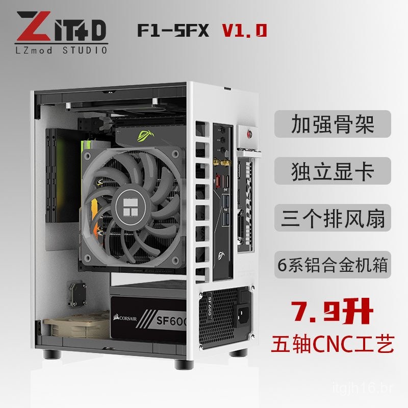 Em Estoque Lzmod 7.9L F1-SFX Gráficos Independentes Fonte de Alimentação SFXL ITX Caixa Pequena Ventilação Dupla Face In