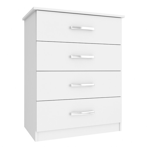 Cômoda 4 Gavetas Branca Alta Quarto Multiuso Infantil Solteiro Casal MDP Moderna Compacta Decorativa