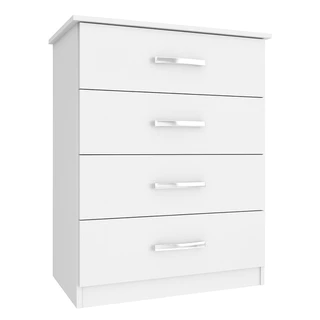 Cômoda 4 Gavetas Branca Alta Quarto Multiuso Infantil Solteiro Casal MDP Moderna Compacta Decorativa