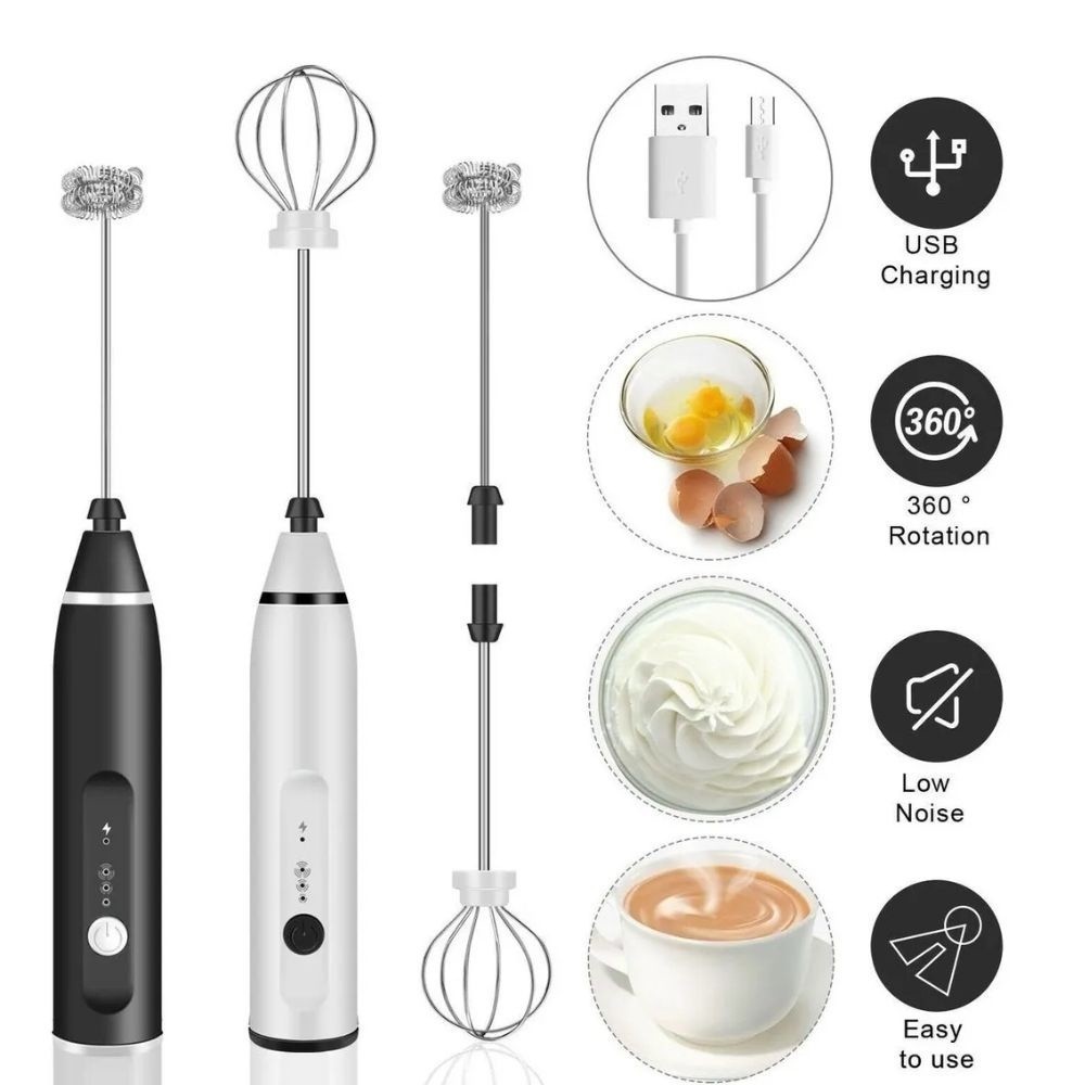 Mini Mixer Misturador Bebidas Ovos Portátil Elétrico Bateria